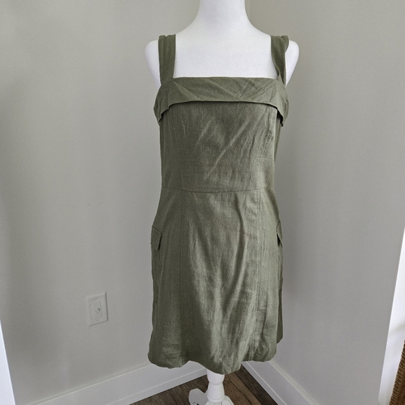 SO Womens Size 9 Olive Green Sleeveless Dress With Pockets - Picture 1 of 11